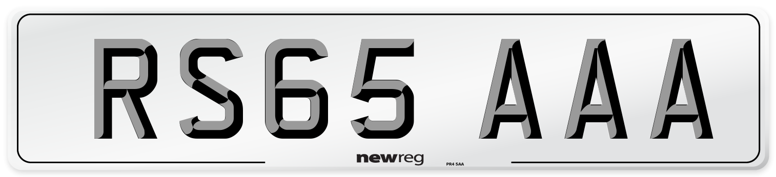 RS65 AAA Number Plate from New Reg